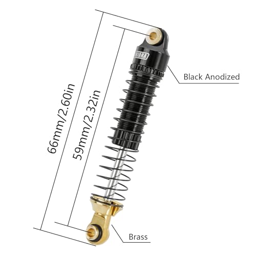 INJORA 59mm Long Threaded Oil Shocks with Brass End for 1/18 TRX4M Upgrade