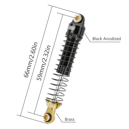 INJORA 59mm Long Threaded Oil Shocks with Brass End for 1/18 TRX4M Upgrade