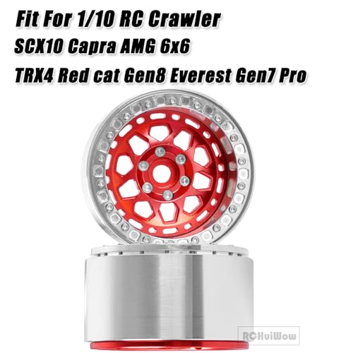 2.2" Beadlock RC Wheels for 1/10 RC Crawler SCX10 Capra,AMG 6x6,TRX4,Red cat Gen8 Everest Gen7 Pro,Alloy Aluminium rc Wheels 2.2 Beadlock Wheel 2.2 rc Rims,4pcs,Red - color: Red(4pcs)