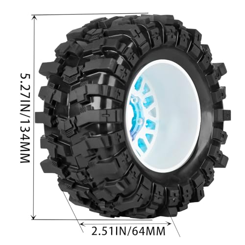 12mm/14mm/17mm RC Truck Wheel Tires for 1/10 Rustler Stampede Hoss,Granite Vorteks Big Rock,Axial Losi Redcat Rc4wd,Hard Plastic RC Truck Tires,RC Monster Truck Car Wheels,4PCS Colour - color: White&color