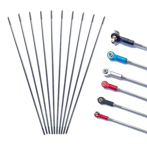 10Pcs M2 9.84" Pushrod Connector 304 Stainless Steel Rod Linkage for RC Model Airplane Helicopter Boat Car DIY Parts