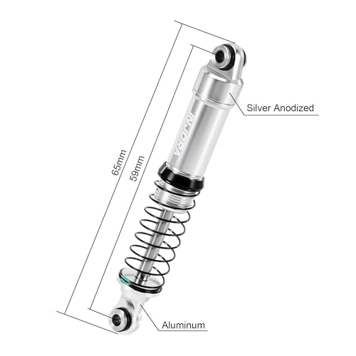 INJORA Silver Aluminum LS 59mm Oil Shock for Redcat Ascent-18 HPI Venture18 - color: Silver