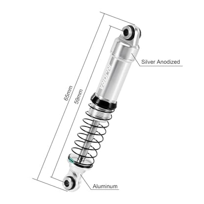 INJORA Silver Aluminum LS 59mm Oil Shock for Redcat Ascent-18 HPI Venture18 - color: Silver