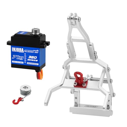 INJORA Tow Truck Crane Kit & INJS2065-360 Winch Servo for TRX4M (Silver) - color: Silver
