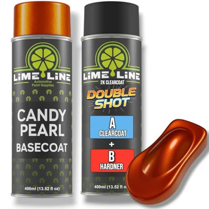 LiME LiNE Candy Pearl Basecoat Aerosol Kit – Automotive Spray Paint, Includes 2K Clearcoat, Pro Results No Spray Gun Needed (Tangerine Orange, Candy Pearl + Clearcoat Kit) - color: Tangerine Orange + Clearcoat