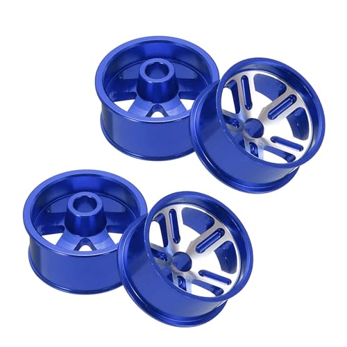 MECCANIXITY 4Pcs RC Car Wheel Rims, 20.5mm Dia 5-Spoke Blue Aluminum Alloy Wheel Rims Hex Hub for HSP RC Drift Racing Touring Car - color: Blue, size: 20.5mm Dia