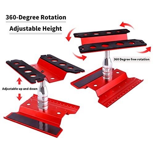 RC Car Work Stand Aluminum Repair Workstation 360 Degree Rotation Lift Lower w/Screw Tray Tools for 1/10 1/12 1/16 Scale Traxxas TRX4 Axial Arrma Redcat Losi RC Crawler Monster Truck Buggy (Red) - color: Red