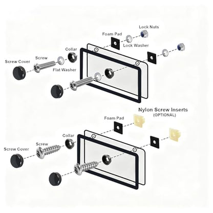 3rd-Gen Upgraded Anti Theft License Plate Screws Kit, Rustproof Stainless Steel License Plate Bolts, M6 (1/4") Fasteners with Caps, Front & Rear Mounting Hardware for Car, Truck, Motorcycle