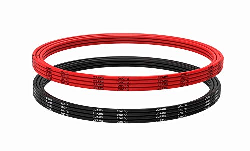 TUOFENG 22 AWG Silicone Wire Kit - 20ft | 10ft Black/Red, Hook Up Cable - size: 22 AWG 2 Colors Silicone Wire 20ft