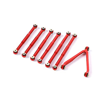 Aluminum Alloy Suspension Rod Links Set for Axial SCX24 C10 1/24 RC Crawler Car Upgrade Parts (Red) - color: Red
