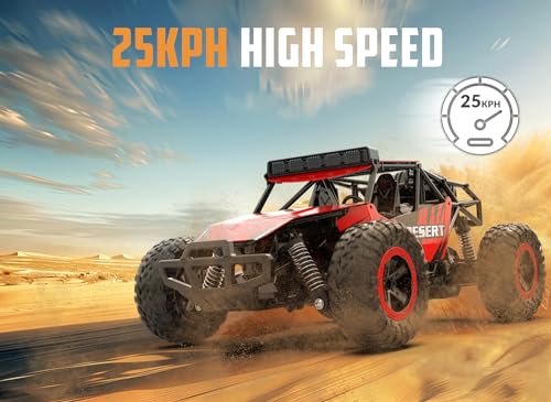 RACENT Remote Control Cars for Adults - 1:16 Scale 20kph Fast RC Truck All Terrain Off-Road Monster Truck for Adults with 2 Rechargeable Batteries (Red) - color: Red