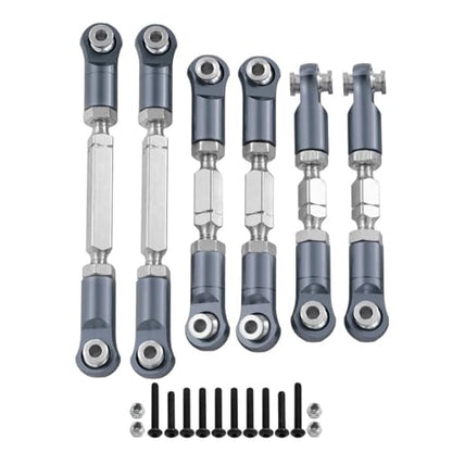 Compatible with Arrma for Mojave 4X4 4S for BLX for Desert Truck RTR 1/8 Rc Crawler Car Aluminum Alloy Steering Link Rod Set Parts Linkage - color: Gray