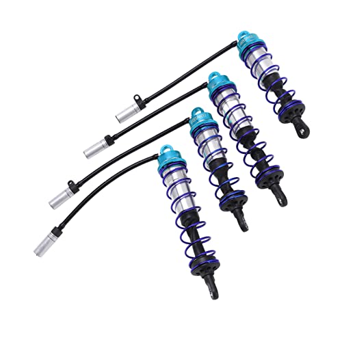 Adjustable RC Damper, Oil Adjustable with High Elasticity Spring Aluminum Alloy Shock Absorber 4PCS Set for 1/8 Scale RC Crawler Truck Truggy Enthusiasts Off-Road Racing and Crawling Scenarios - color: Blue