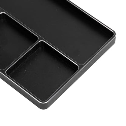 POCREATION RC Screw Tray Aluminum Alloy Magnetic Parts Organizer with 4 Grids 128 X 90 X 9.5 Mm for RC Car Plane Helicopter Boat Repair Workbench Use (Black) - color: Black