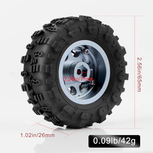 1.3" Beadlock Wheels & M/T Tires for TRX4M SCX24 Ascent-18 | RC Aluminum Beadlock Wheels Secure Mud Terrain Tires for 1/18 1/24 RC Micro Crawlers Upgrades - color: Cyan Titanium