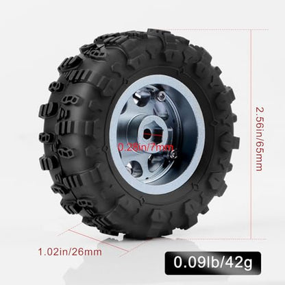 1.3" Beadlock Wheels & M/T Tires for TRX4M SCX24 Ascent-18 | RC Aluminum Beadlock Wheels Secure Mud Terrain Tires for 1/18 1/24 RC Micro Crawlers Upgrades - color: Cyan Titanium