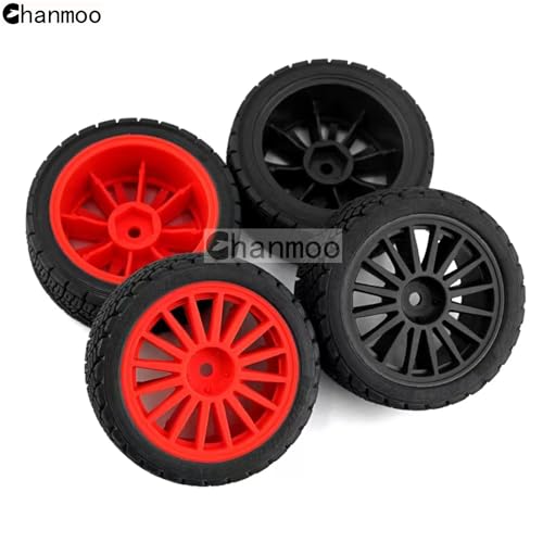 1/10 RC Drift Tires and Hard Plastic Wheels Rim 12mm Hex OD 67mm On Road Tyres for 1:10 Scale Rally Racing Car Tamiya TT01 TT02 XV01 TA06 A959 PTG2 144001 HPI KYOSHO HSP PTG2 Traxxas 4PCS