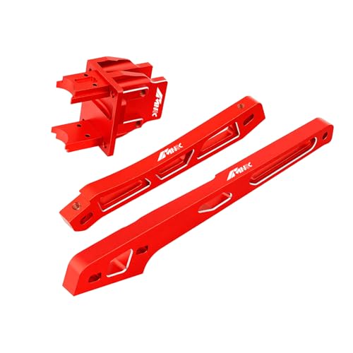 Alloy Center Differential Diff Mount & Front Rear Chassis Brace for Arrma 1/8 Kraton 6S 4X4 RTR V6 Series Upgrade Part Red - color: Red