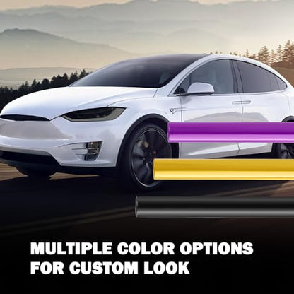 12×47" Car Headlight Tint Film,Self Adhesive Taillight Tint Film for Headlights/Fog Lights/Tail Lights,Waterproof Non-Marking Tail Light Tints Films Kit with Squeegee & Cutter (Black) - color: Black