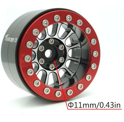 1.9 Beadlock Wheels Rims -152g Super Heavy Duty Deep Dish 32mm Wide for RC 1/10 Crawler TRX4 SCX10 Gen8 Upgrades SCX10 Remote Control Car Upgrades Accessories (Silver & Red) - color: Silver & Red