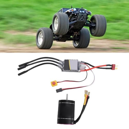 Drfeify Brushless Motor and ESC, 2600KV RC Car Motor with 75A ESC, CNC Aluminum Heatsink for 1/10 1/8 Scale RC Trucks Boats