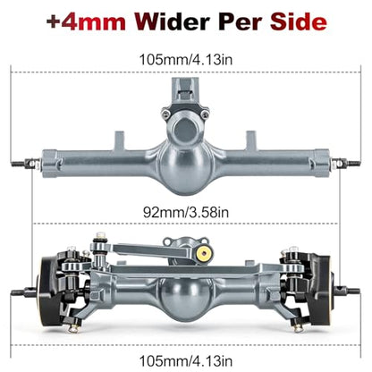 OGRC +4mm Axles with Double Joint Shaft & Brass Steering Knuckle for SCX24 | Aluminum Axle Housing, Brass Steering Knuckles, Stock 2/16T Gears, for Axial SCX24 AX24 1/24 RC Crawler, Titanium - color: Titanium