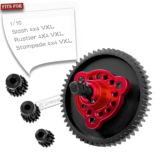 RC 54T Slipper Clutch Upgrades Part for Slash Stampede Rustler 4X4(VXL),Metal 54T Spur Gear with Pinions Gears Set(15T 17T 19T),Slipper Clutch Eliminator Hops up,#6878,Red - color: Red(54t)