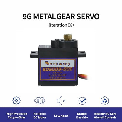 SDS009-002 -13G Micro Servo 2.6-3.2kgf.cm Torque Metal Gear, 4.8-6.0V 180° 21T Horn, Replacement for SG90/MG90S/ES08MD, RC Cars Drones Robots Arduino STM32 - color: Blank (13g, Metal Gear)