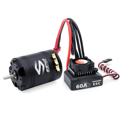 Keenso S540 Brushless Motor, Sensorless Power System, S60A ESC Combo with Built in BEC for 1/10 1/12 RC Cars (21.5T)