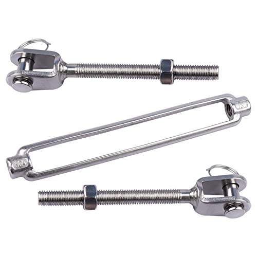 1/2 x 6.5 Inch SS Jaw and Jaw Turnbuckles M12 Turnbuckle, 304 Stainless Steel, 2200 lbs Load (2PCS)