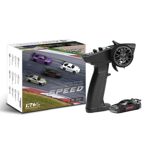 1:76 Turbo Racing Scale RC Sport Car, Table Racing Remote Control Mini Model Car Full Proportional RTR Kit Toys (C74-black) - color: C74-black