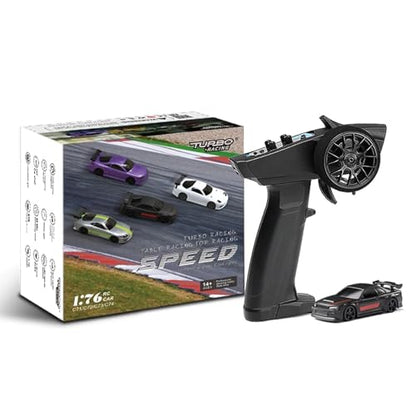1:76 Turbo Racing Scale RC Sport Car, Table Racing Remote Control Mini Model Car Full Proportional RTR Kit Toys (C74-black) - color: C74-black