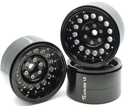 RC 1.9 Inch Beadlock Wheels Negative Offsets 10mm Rims Hex 12mm Aluminum Wheel for TRX4 TRX6 SCX10 Gen8 1/10 RC Crawler Remote Control Car Upgrades Accessories 4pcs (Black) YK1906 - color: Black
