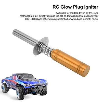 Glow Plug Igniter RC Starter Kit with N3 Glow Plug, RC Engine Igniter for Methanol Fuel Oil Powered Vehicles, Aluminum Alloy Glow Plug Starter for HSP 80103 RC Car, Aircraft, Ships (Gold) - color: Gold