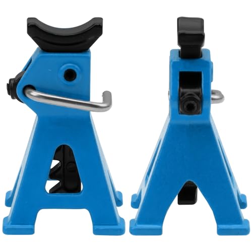 4Pcs ShareGoo 1/24 RC Scale Toy Decoration Metal RC Mini Toy Jack Stands Simulation Compatible with 1/18 1/24 RC Crawler SCX24 AX24 TRX4M FCX24 RC Crawler Car (Blue) - color: Blue