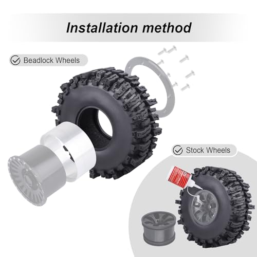 HobbyPark RC 1.9 Mud Slingers Tires 4.7inch 120mm Height for RC4WD Axial SCX10 TRX4 Redcat Gen 8 1/10 RC Crawler Good Grip w/Foam (4 Pack)
