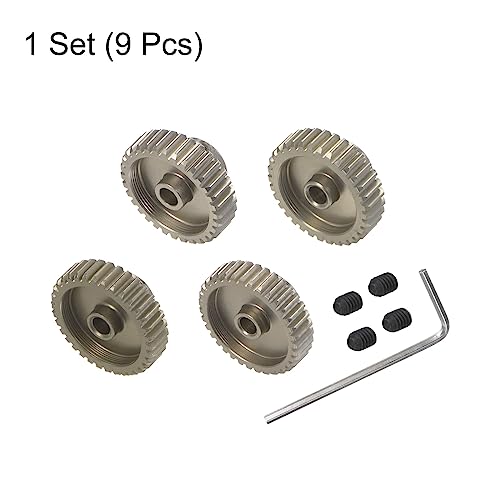 HARFINGTON 48P Hardened Pinion Motor Gear Set 4pcs 32T 33T 34T 35T Fit 1/8 inch RC Motor Shaft 48 Pitch 7075 Aluminum Gears for RC Car, with Hex Key - style: 32T 33T 34T 35T