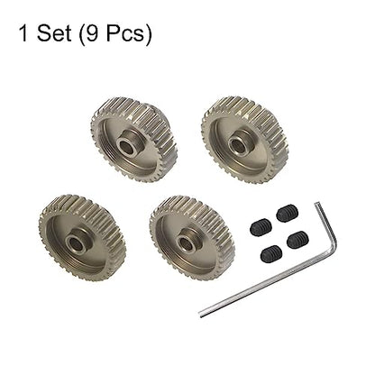 HARFINGTON 48P Hardened Pinion Motor Gear Set 4pcs 32T 33T 34T 35T Fit 1/8 inch RC Motor Shaft 48 Pitch 7075 Aluminum Gears for RC Car, with Hex Key - style: 32T 33T 34T 35T