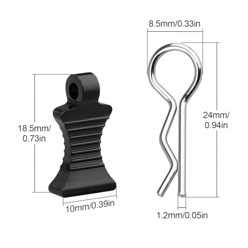 RC Car Body Clips with Pull Tab for 1/10 1/12 Scale Traxxas Axial Redcat Losi Tamiya HPI HSP RC Truck Crawler Buggy On Road Touring Racing, Set of 4 (Black) - color: Black