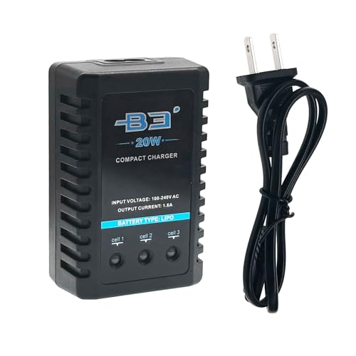 B3 Lipo Battery Charger 2S-3S RC Balance Charger with XH3P XH4P Plug for RC Car Batteries Drone Boat Airplane Truck Quadcopter Airsoft SCX24 SCX10（AC 7.4-11.1V 20W 1.6A）