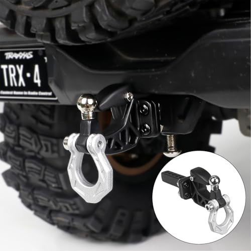 Metal RC Crawler Trailer Hook Tow Hitch, Trailer Hitch Receiver for 1/10 RC Crawler Traxxas TRX4 Axial SCX10 Rear Bumper Parts (Silver) - color: Silver