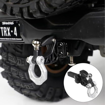 Metal RC Crawler Trailer Hook Tow Hitch, Trailer Hitch Receiver for 1/10 RC Crawler Traxxas TRX4 Axial SCX10 Rear Bumper Parts (Silver) - color: Silver
