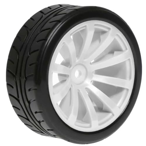 RC OD 65mm 1/10 Rally Racing Touring Tires & Plastic Wheels 12mm Hex for 1:10 1/12 On Road Drift Street Car Tamiya TT01 TT02 Traxxas XV02 XV01 TA06 HPI KYOSHO PTG2 A959 4PCS (White) - color: White
