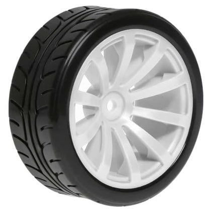 RC OD 65mm 1/10 Rally Racing Touring Tires & Plastic Wheels 12mm Hex for 1:10 1/12 On Road Drift Street Car Tamiya TT01 TT02 Traxxas XV02 XV01 TA06 HPI KYOSHO PTG2 A959 4PCS (White) - color: White