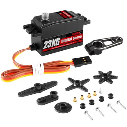 23KG Low Profile Digital Servo and 25T Servo Arm,High Torque Full Metal Gear for 1/10 RC Car On-Road Touring Drift Car/Robot/Boat