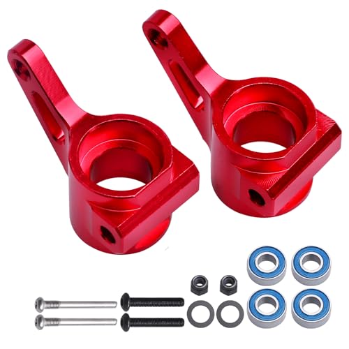 Aluminum Front Steering Blocks & Caster Blocks and Rear Stub Axle Carriers Upgrade Kit for 1/10 Traxxas Slash 2WD Stampede Rustler VXL, Replacement of 3632 3736 3752 (Red) - color: Red