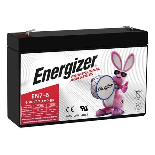 Energizer EN7-6, 6 Volt 7 Amp Hr, Long Lasting Sealed Lead Acid AGM Rechargeable Battery Ideal for Use in Emergency Illumination, Backup Power, Kids Ride On, and More