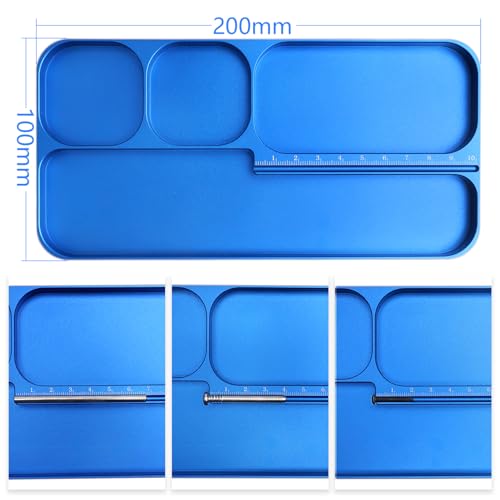 HobbyPark RC Hex Drivers Tool Set with Screw Tray, 1/4 Hex Shank Allen Wrench Bits 1.5mm 2.0mm 2.5mm, 7mm Nut Driver, Phillips Bit and Aluminum Tray with Scale