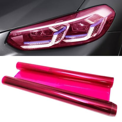 Tint Film for Taillight Headlight Fog Light, 12×48 Inches Vinyl Self-Adhesive Car Tail Light Tape, Brake Light Headlight Cover Protection Film Color Shiny Chameleon Sticker (Pink) - color: Pink