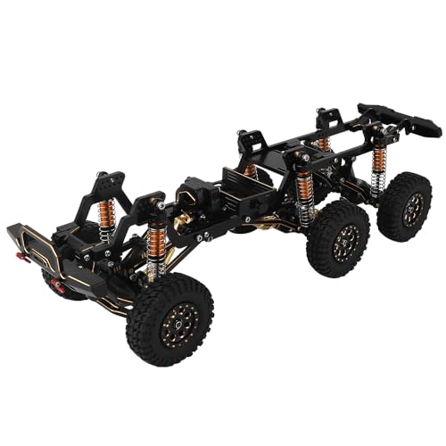 TRX-4M 6x6 RC Chassis Frame with Axles Transmission Wheels Skid Plate DIY for TRX4M 1/18 RC Crawler Metal Upgarde Parts (Black) - color: Black